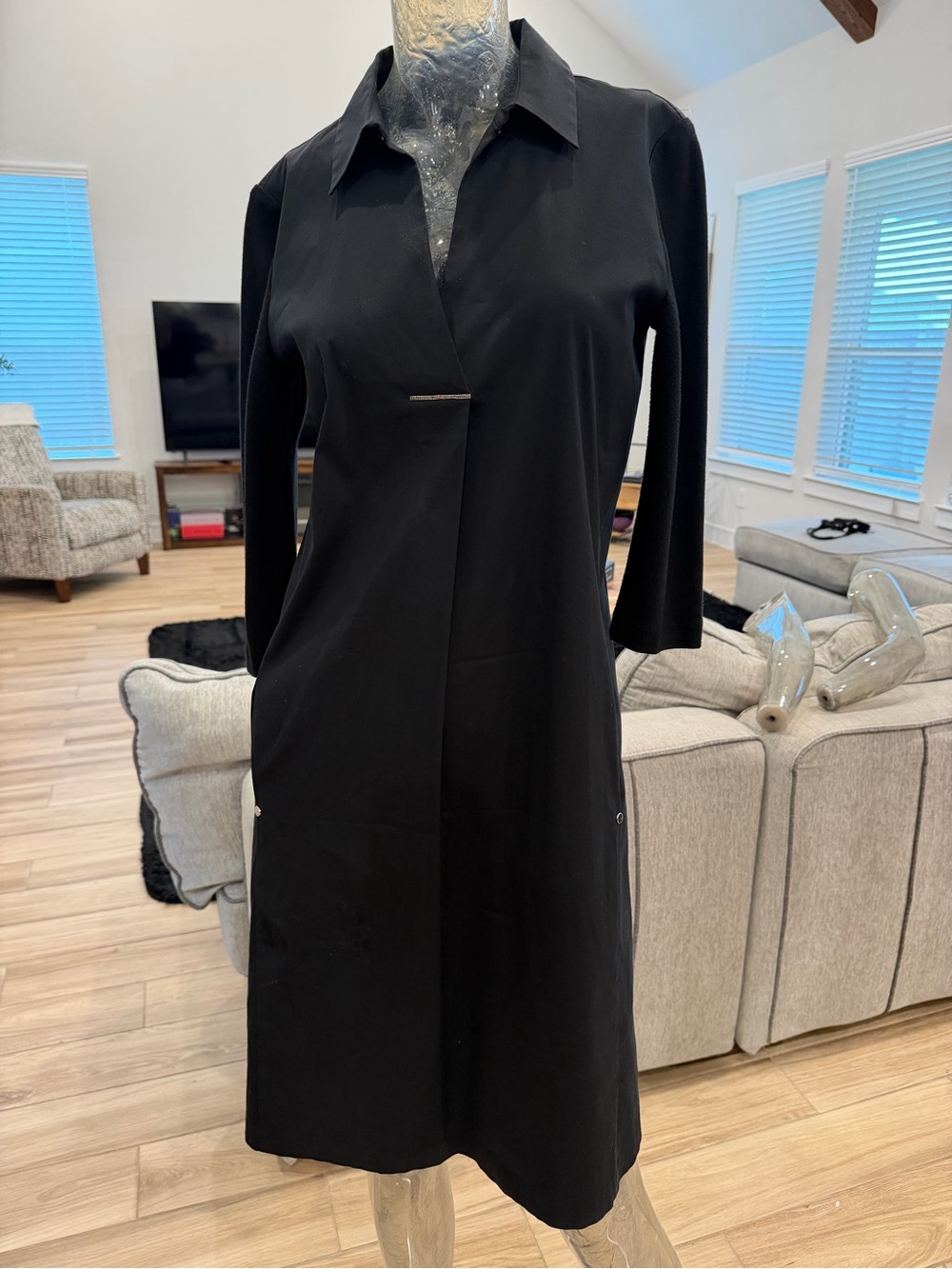 Lafayette 148 New York Black Collared Maxi Dress